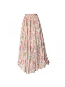 Korean style Summer Loose waist Pleated A-line skirt 