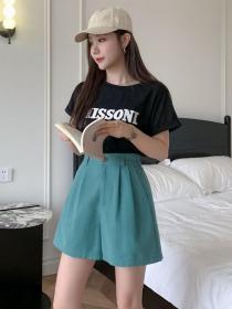 Korean style Summer Matching Loose waist A-line shorts 