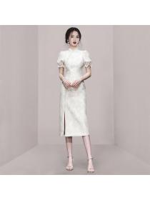 Korean style Summer Casual Puff sleeve Temperament dress 