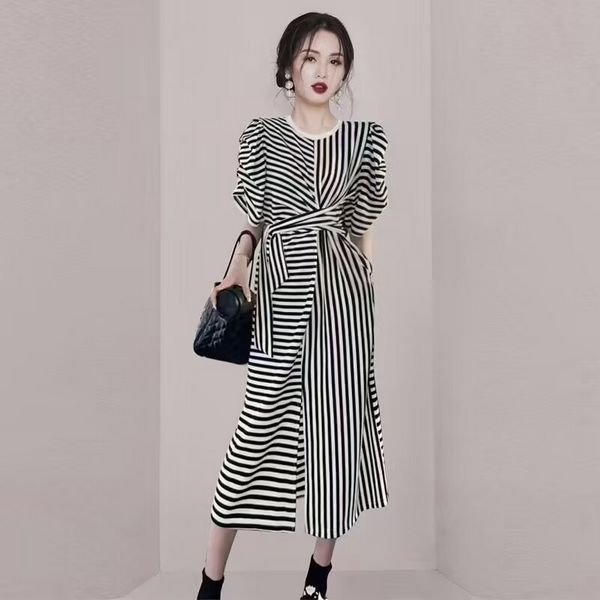 Korean style Summer Stripe Temperament Elegant dress