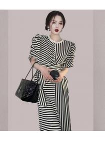 Korean style Summer Stripe Temperament Elegant dress 