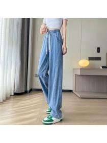Korean style Summer Fashion High waist Stright Jeans 