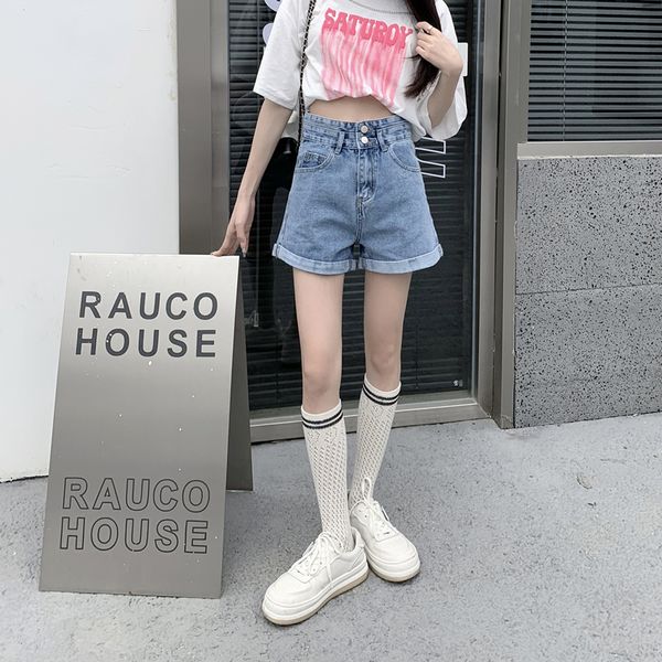  Korean style Summer Fashion High waist Denim shorts