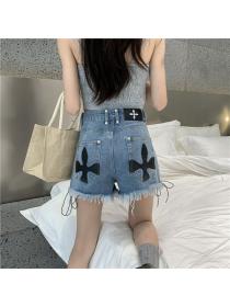Korean style Summer Plus size Cotton Denim shorts