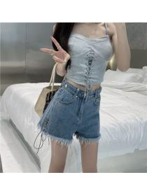 Korean style Summer Plus size Cotton Denim shorts