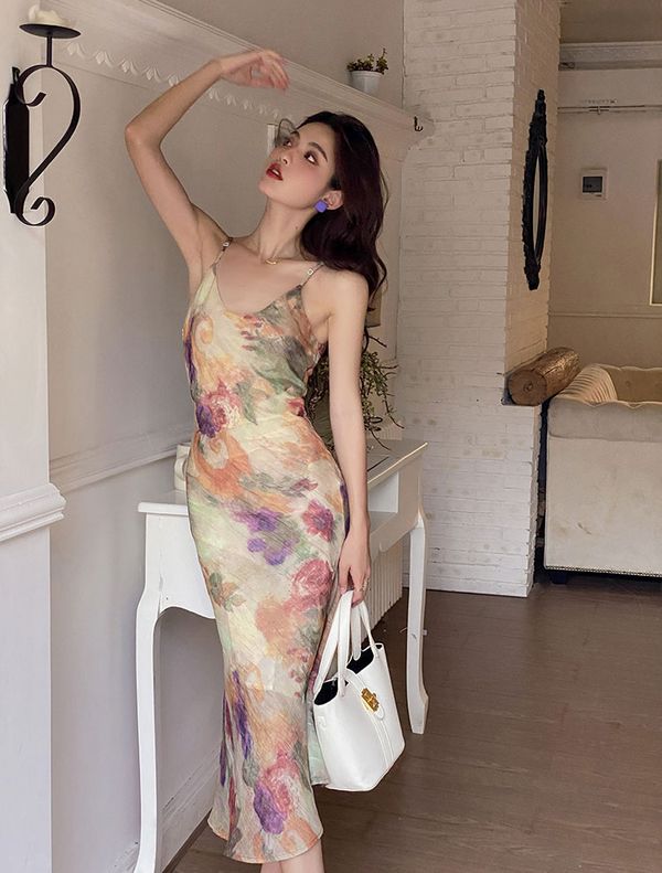 Korean style Slim Sexy Paint Sling dress