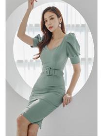 Korean style Summer Puff sleeve OL Dress for women
