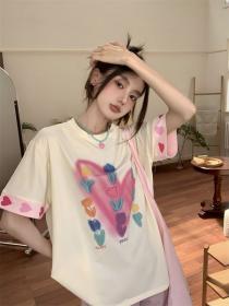 Korean style Summer Loose Matching Short sleeve Cartoon T-shirt 