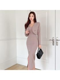 Korean style Autumn fashion Short coat+Hip-full skirt 2 pcs set