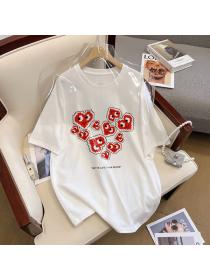 Korean style 100% cotton Plus size Short sleeve T-shirt 