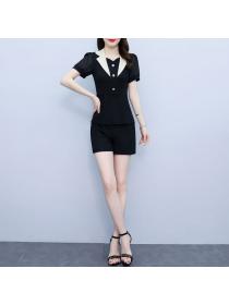 Korean style Summer Fashion OL Plus size Loose 2 pcs set