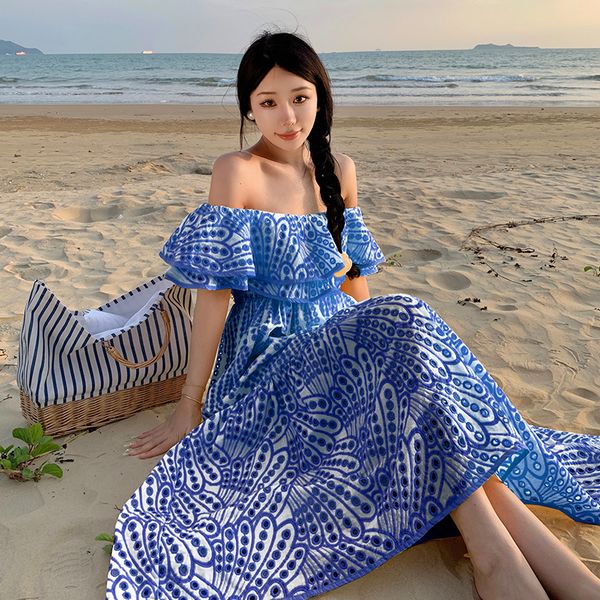 Korean style Off shoulder Sexy Beach Maxi dress