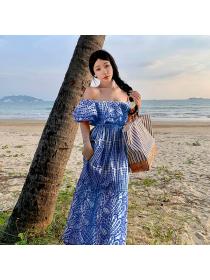 Korean style Off shoulder Sexy Beach Maxi dress 