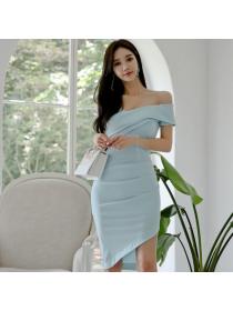 Korean style Summer Sexy Short sleeve Hip-full dress 