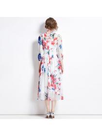 European style Long sleeve Floral dress for women