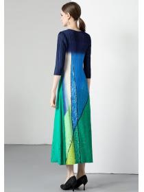 European style High quality Fashion Short sleeve Printed Dress 