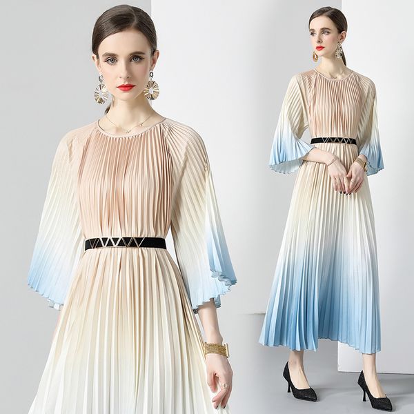 European style High quality Fashion Large swing Pleated dress