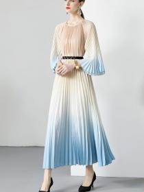 European style High quality Fashion Large swing Pleated dress 