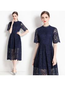 European style High quality Embroidery Large swing dress 