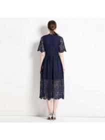 European style High quality Embroidery Large swing dress 