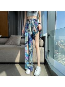 Summer Retro printed High waist Casual pants for women