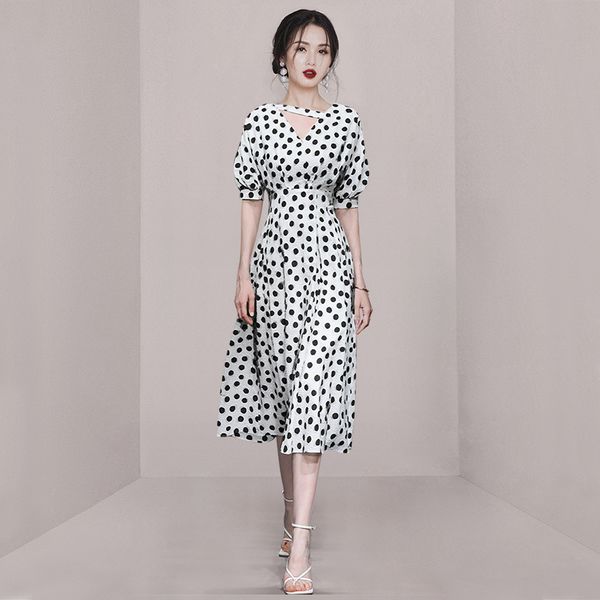 Summer Korean style Lantern sleeve Slim dress
