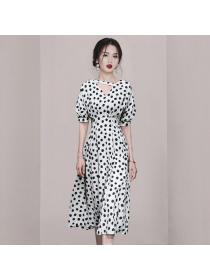 Summer Korean style Lantern sleeve Slim dress 