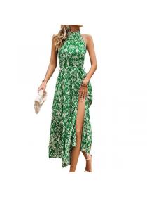 European style Summer Elegant Sleeveless Printed Dress for women