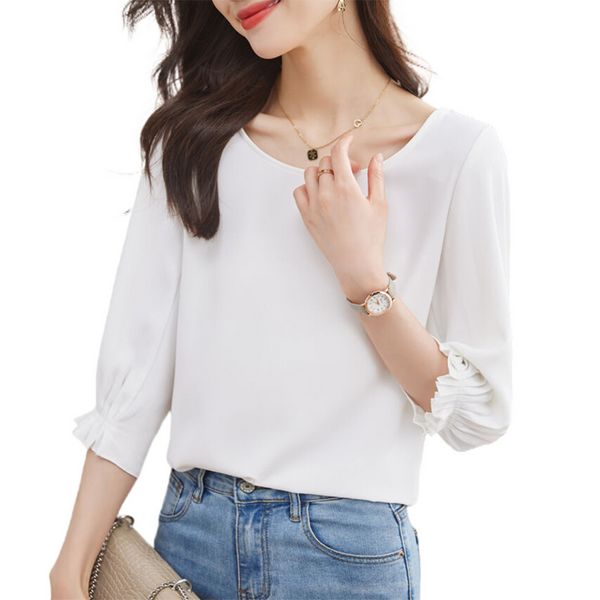 Korean style Summer Solid color Puff sleeve T-shirt