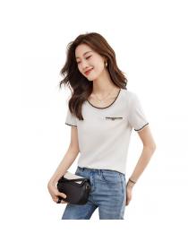 Korean style Summer Loose Round collar Loose T-shirt 