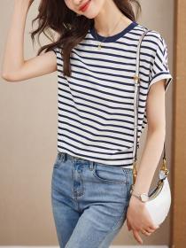 Korean style Summer Stripe Simple Fashion T-shirt For women