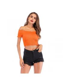 European style Fashion Solid color Short Top