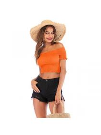 European style Fashion Solid color Short Top