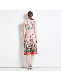 European style Summer Short sleeve Pleated dress 