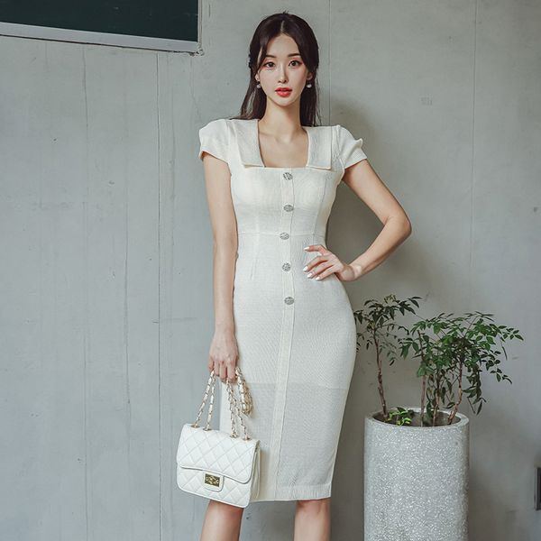 Korean style Fashion Square collar Elegant dress