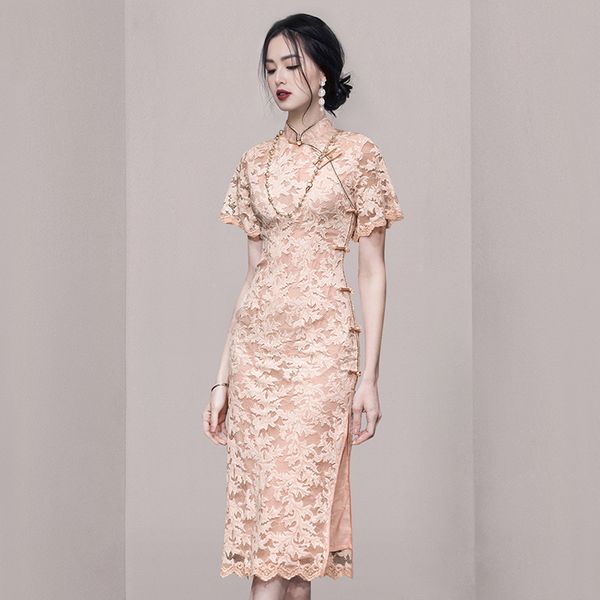 Korean style Retro fashion Lace Slim dress