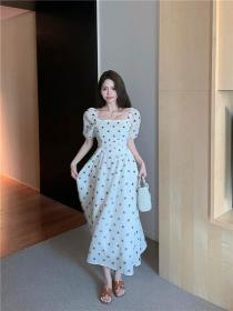 Korean style Slim Pinched waist Summer Long dress 