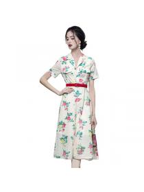 Korean style Retro fashion Printed Dress 