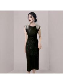 Korean style Round collar Elegant Temperament Dress 
