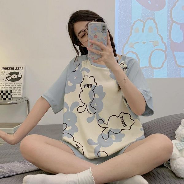 Korean style Summer Casual Loose Cute Cartoon Homewear 2 pcs set