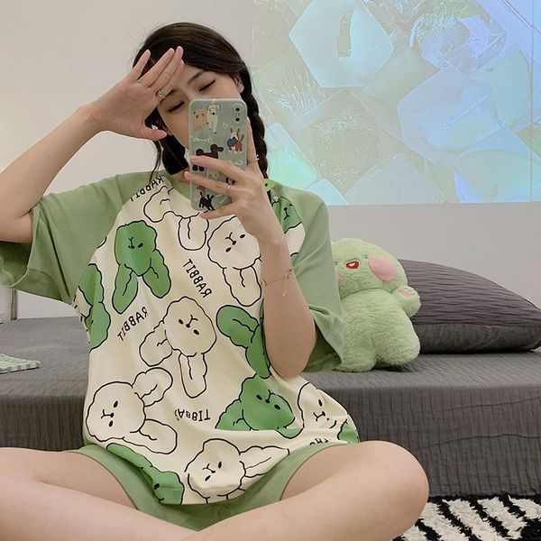 Korean style Summer Short-sleeved Cartoon Homewear 2 pcs set