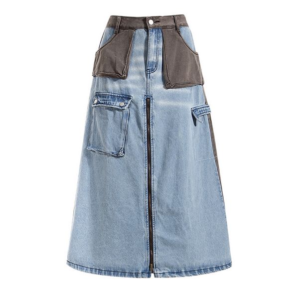 Fashion Denim A-line Long skirt