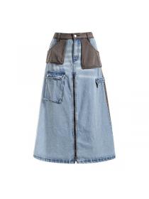 Fashion Denim A-line Long skirt 