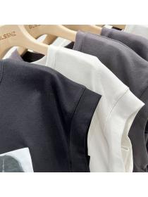 Korean style Loose 100% cotton Casual Matching T-shirt 