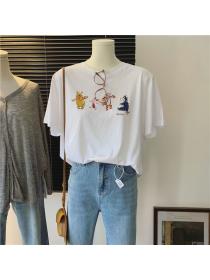 Korean style Simple fashion Short sleeve T-shirt 