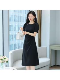 Korean style Summer fashion Short sleeve Slim dress 