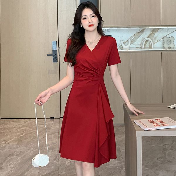 Korean style Summer Elegant V collar dress