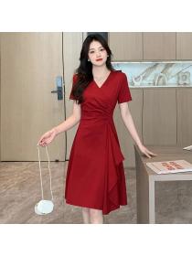 Korean style Summer Elegant V collar dress 