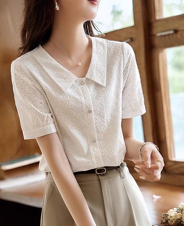 Sweet Solid Color Blouse