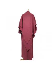 New style Muslim women's Casual Solid color Tunic dress with hijab